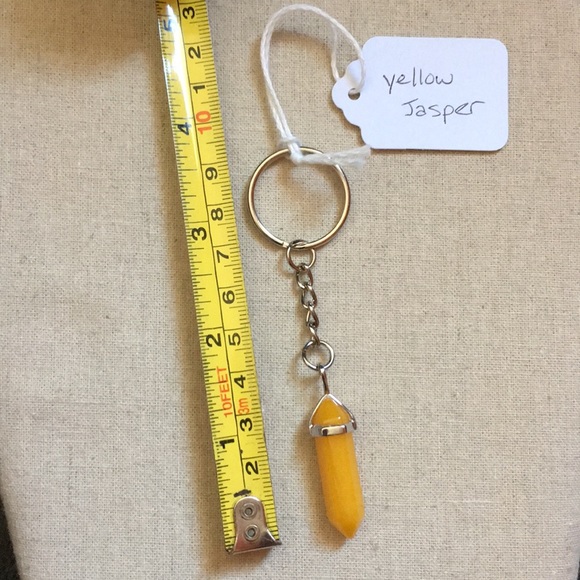 3/$30 NWT Yellow Jasper point dangling keychain - Picture 2 of 2